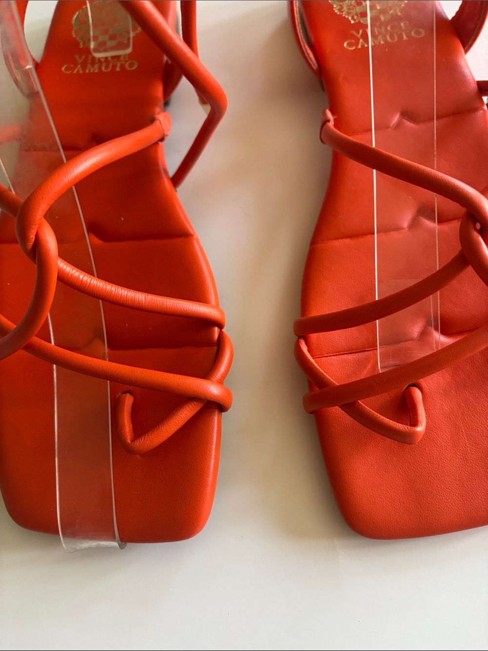 Vince Camuto Orange Knot-Strap Square-Toe Sandals - Picture 2 of 8